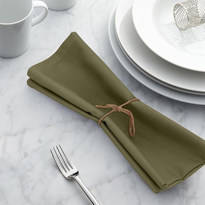 Ruvanti Cloth Napkins Set of 12, 18x18 Inches, 100% Cotton, Washable, Soft & Absorbent, Perfect for Wedding, Christmas, ‎Thanksgiving Dinners - Capulet Olive