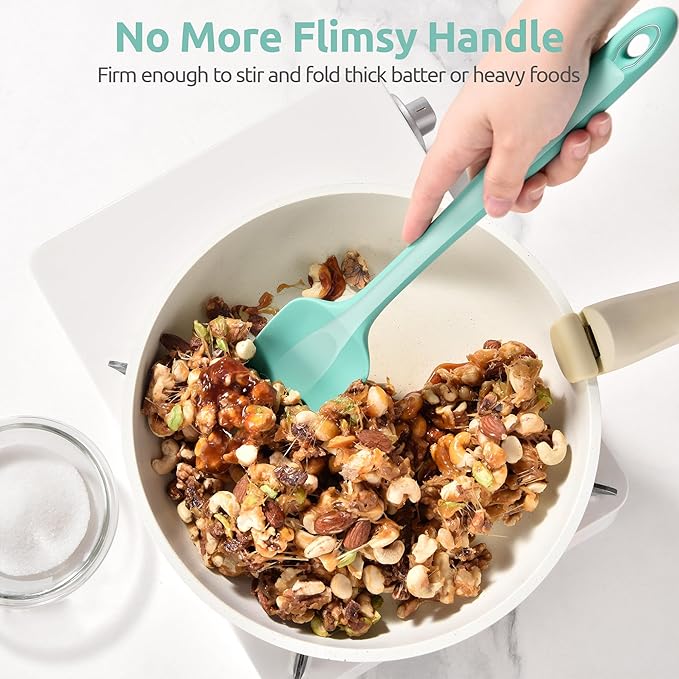 U-Taste Extra-Long 600ºF Heat Resistant Spatula Spoon: 14" Silicone Spoonula Cooking Utensils for Kitchen Use, Non-Stick Scoop Scraper with Soft Edge & Firm Core for Baking, Mixing, Serving (Aqua Sky)