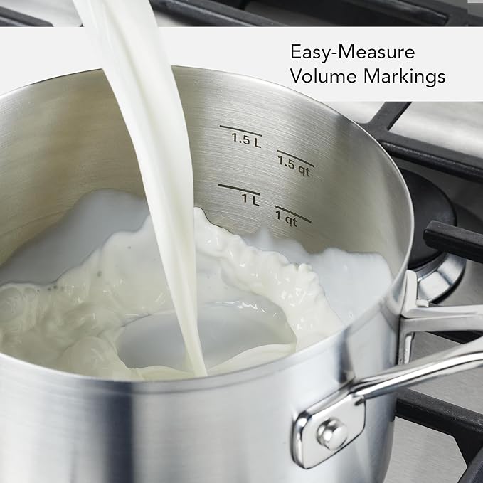 KitchenAid Induction Saucepan with Lid, 3 Quart, Brushed Stainless Steel