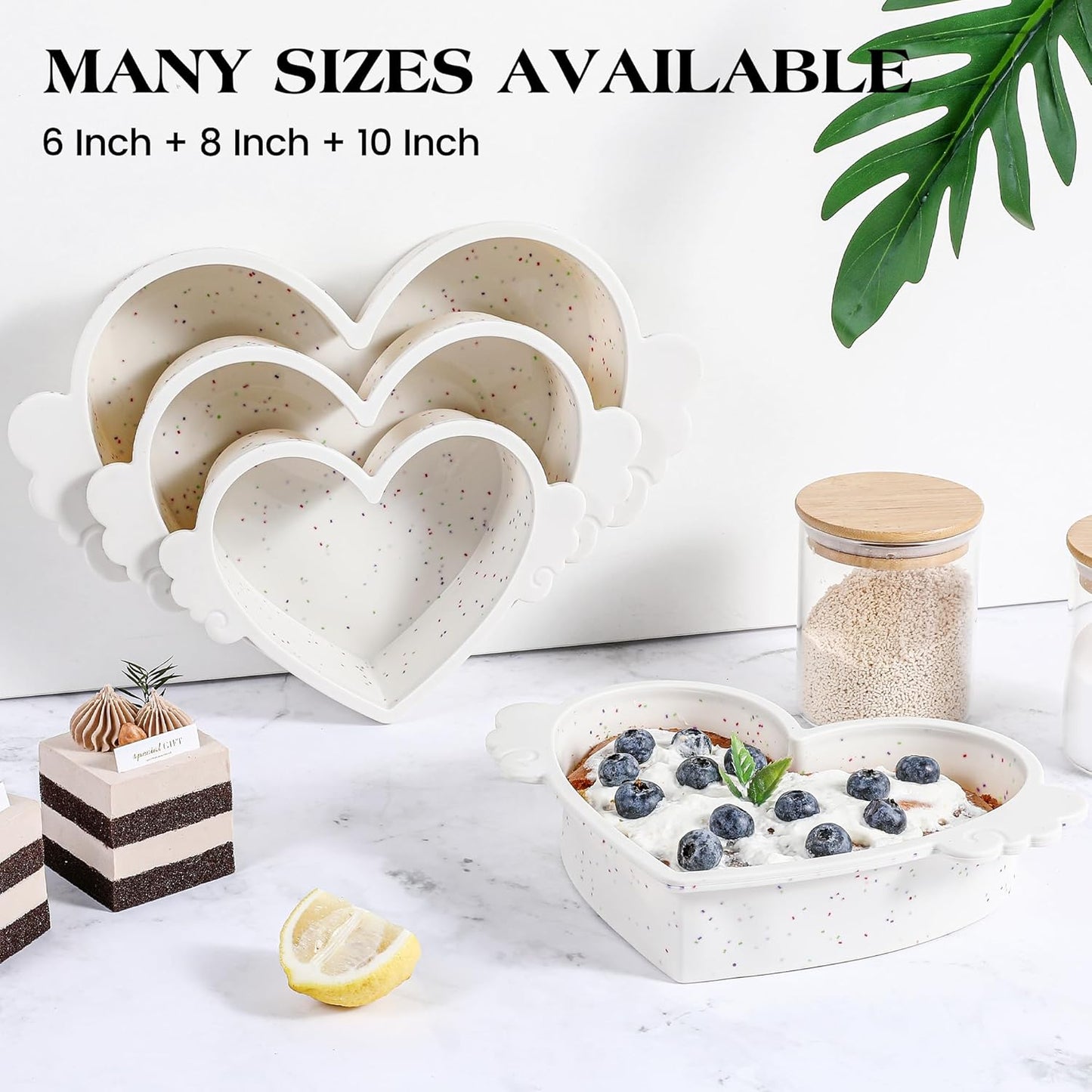 10 Inch Heart Shaped Silicone Cake Pan with Metal Reinforced Frame, Nonstick, Cream, 1 Pc
