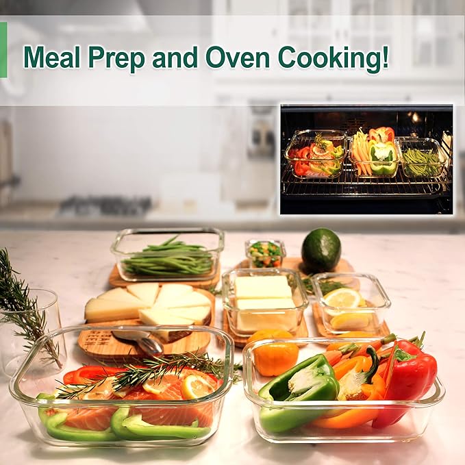 Urban Green Glass Food Storage Containers, XXLarge Size, 76oz/2260ml, 2 Pack - Bamboo Lids, Microwave & Freezer Safe, Meal Prep & Pantry Organization