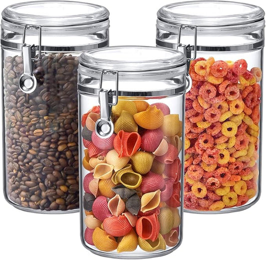 Amazing Abby - Cathy - 70-Ounce Plastic Canister (Set of 3), Plastic Airtight Food Container, Stackable for Pantry Storage, BPA-Free and Shatter-Proof, Perfect for Home and Commercial Use