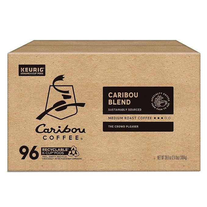 Caribou Coffee Caribou Blend Keurig Single-Serve K-Cup Pod, Medium Roast Coffee, 96 Count