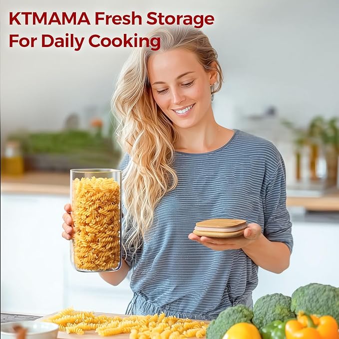 Airtight Glass Storage Canister with Lids, Kitchen Pantry Storage Jar with Labels, Food Storage Container for Sugar Tea Coffee Beans Snacks (2 pack 1.6qt)