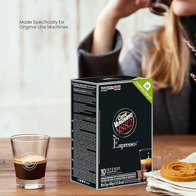 Caffè Vergnano 1882 Napoli & Intenso Espresso Capsules – Strong Italian Coffee Pods, Compatible With Original Line Machines – 4 Pack, 10 Count Each