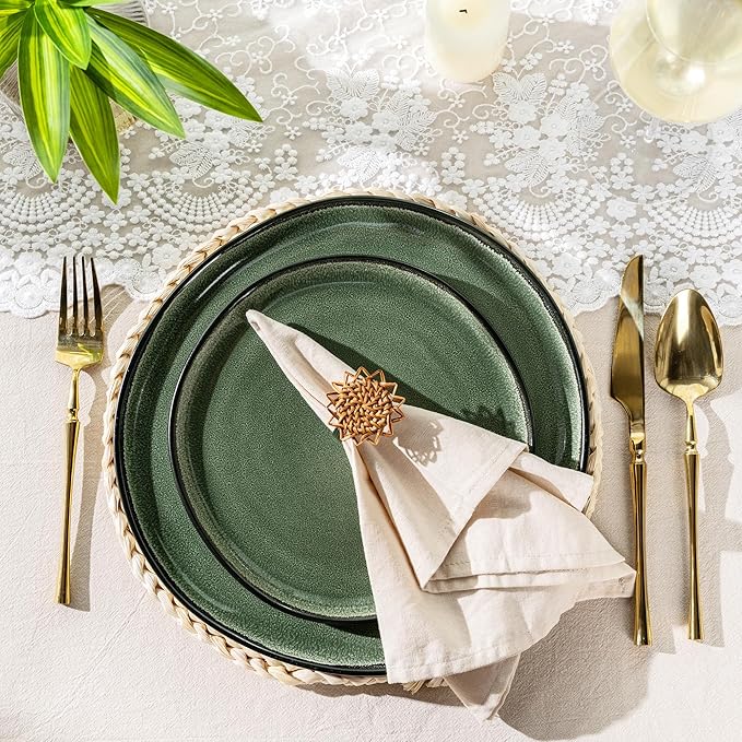 AmorArc Ceramic Dinnerware Sets,Handmade Reactive Glaze Stoneware Plates and Bowls Set,Highly Chip and Crack Resistant | Dishwasher & Microwave Safe Dishes Set,Service for 4 (12pc)