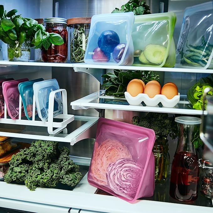 Stasher Premium Silicone Reusable Food Storage Stand-Up Bag Mega, Clear, Microwave, Sous Vide, Dishwasher, Oven and Freezer Safe, BPA Free, Leak-free, Eco-friendly, 104 Oz