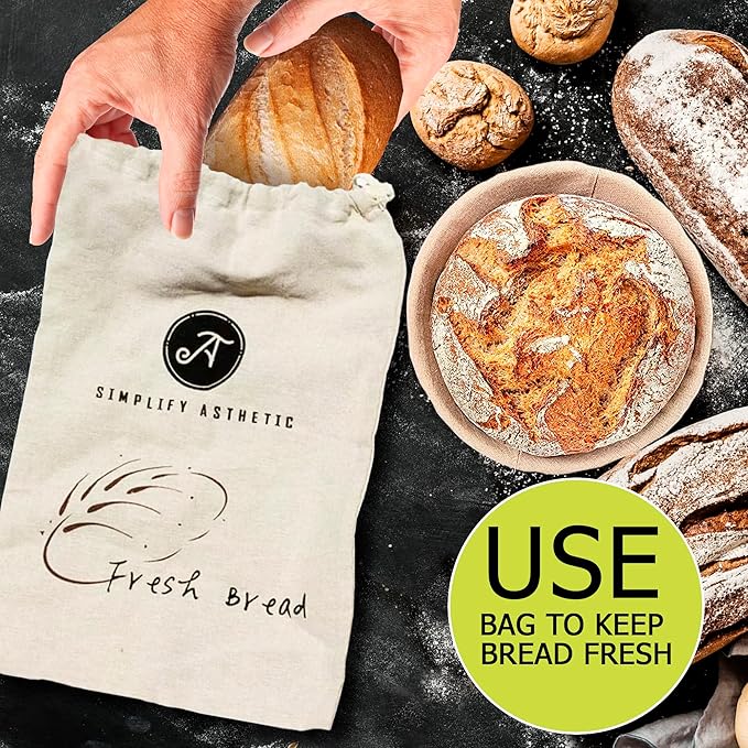 Premium Banneton Bread Proofing Basket - A Complete Sourdough Bread Baking Kit - Bread Baking Supplies - Sourdough Starter Jar Kit