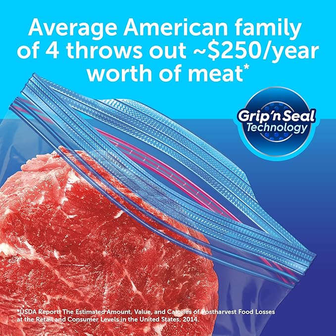 Ziploc Gallon Food Storage Freezer Bags, New Stay Open Design with Stand-Up Bottom, Easy to Fill, 28 Count