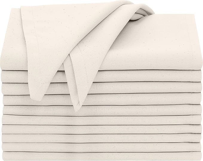 Ruvanti Cloth Napkins Set of 12, 18x18 Inches, Napkin Cloth Washable, Soft & ‎Absorbent 100% Cotton Napkins, Perfect for Wedding, Christmas, ‎Thanksgiving, and Dinner - Natural Color