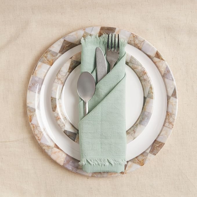 ACCENTHOME Teal Cotton Linen Napkin Set of 12 18x18 inch Dinner Napkins - Washable Soft Premium Hotel Quality Reusable Napkins Perfect Table Napkins for Family Dinners, Weddings & Everyday Use