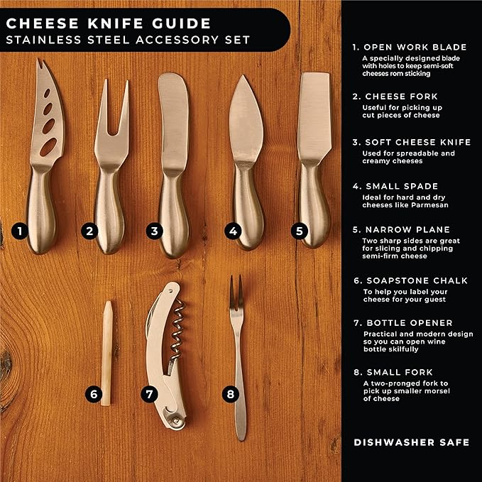 Premium Oval Charcuterie Board Cheese Board Set: Acacia Wood, Stainless Steel Knives - Christmas Gifts for Women, House Warming Ideas, New Home, Wedding presents for Couple, Bridal Shower