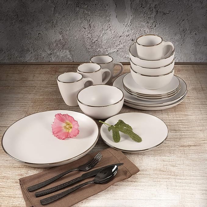 Gibson Elite Stonehenge 20-Piece Flatware Set, Service for 4 - Black w/Hammered Handle | (Pack of 4)