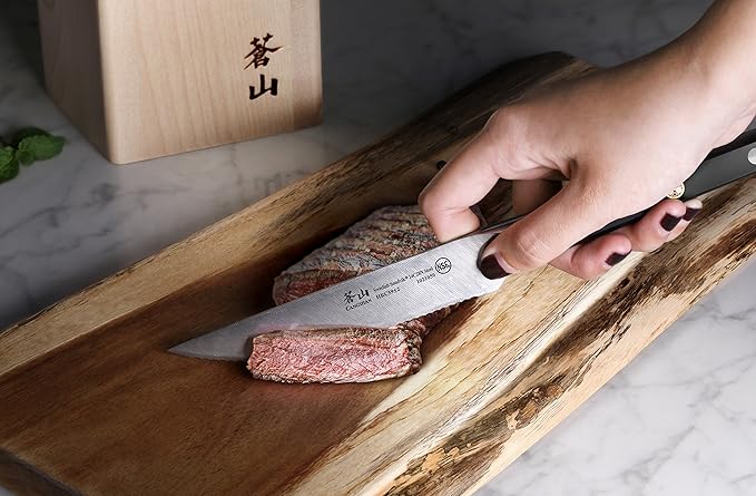 Cangshan TC Series 1022254 Swedish 14C28N Steel Forged 6-Piece Steak Knife Block Set, Maple
