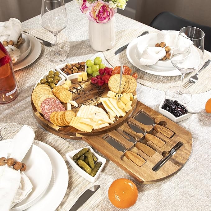 Personalized Charcuterie Board Gift Set, Acacia Cheese Board with Ceramic Bowls, Wedding Gifts for Couples, Housewarming Gift, Birthday Gifts for Women and Men, Custom Engraved Gift
