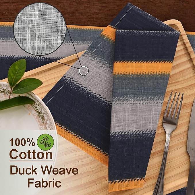 RUVANTI Cloth Napkins Set of 12 Cotton 100%, 18x18 Inches Napkins Cloth Washable, Soft, Absorbent. Cotton Napkins for Parties, Christmas, Thanksgiving, Weddings, Dinner Napkins Cloth - Stripes
