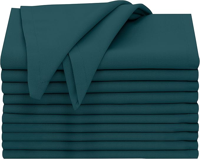 Ruvanti Cloth Napkins Set of 12, 18x18 Inches, 100% Cotton, Washable, Soft & Absorbent, Perfect for Wedding, Christmas, ‎Thanksgiving Dinners - Deep Teal