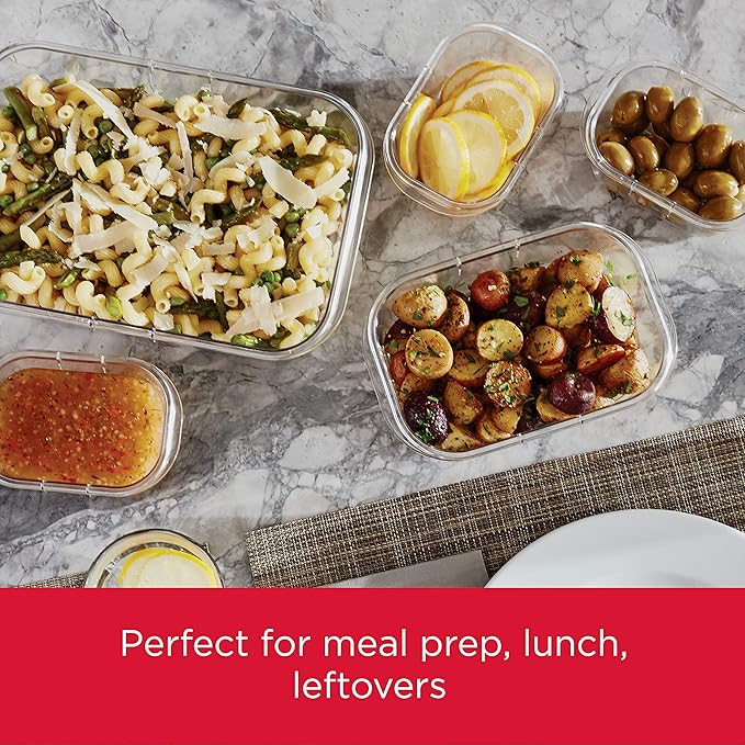 Rubbermaid Brilliance BPA-Free 3 Set Food Storage Containers with Lids, Removable Trays, Airtight, Leak-Proof, Ideal for Meal Prep, Lunch, and Leftovers