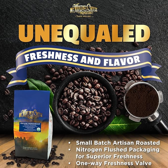 Mt. Whitney Organic French Roast, Dark Roast, Low Acid Coffee (Ground, 5 Lb)