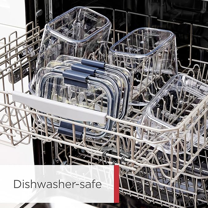 Rubbermaid Brilliance 14-Piece Food Storage Container Set with Scoops Airtight BPA-Free for Kitchen and Pantry Organization