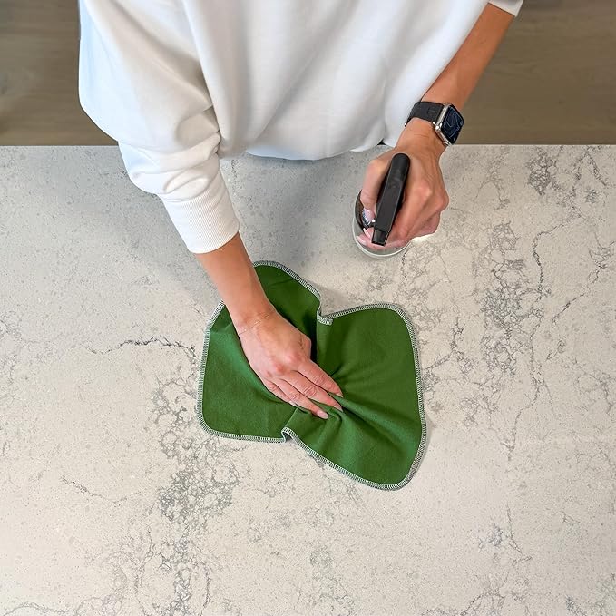 Reusable Paper Towels - 24 Pack - Roll of Washable Cotton Cloth Paper Towels - Paperless Reusable Napkins Cloth Washable - Absorbent + Long Lasting - Zero Waste Products - (Green)