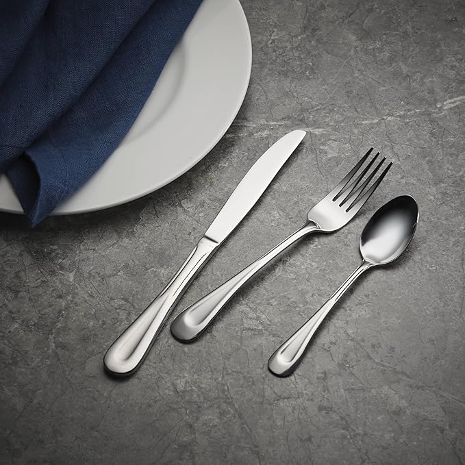 Oneida Satin Sand Dune Everyday Flatware Dinner Spoons, Set of 4, 18/0 Stainless Steel, Silverware Set, Dishwasher Safe