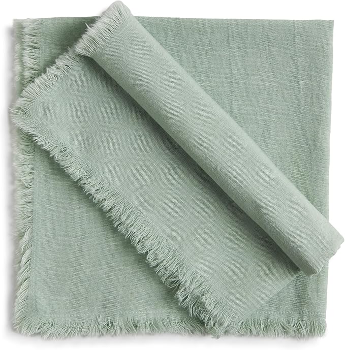 ACCENTHOME Teal Cotton Linen Napkin Set of 6 18x18 inch Dinner Napkins - Washable Soft Premium Hotel Quality Reusable Napkins Perfect Table Napkins for Family Dinners, Weddings & Everyday Use