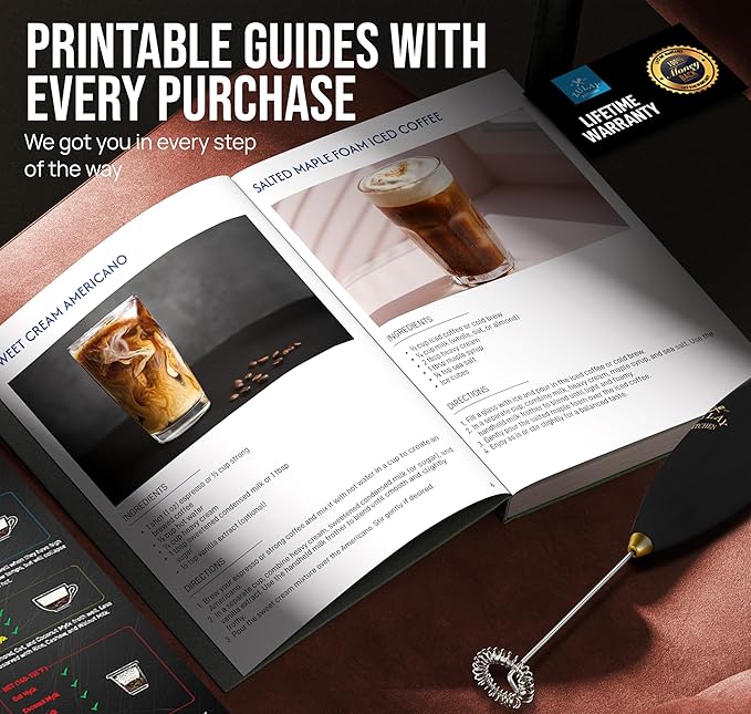 Zulay Kitchen Executive Series Luxury Gift Milk Frother with 4 Duracell Batteries – Handheld Electric Foam Maker for Coffee, Lattes & Hot Chocolate – Deluxe Finish, Ultimate Gift for Coffee Lovers