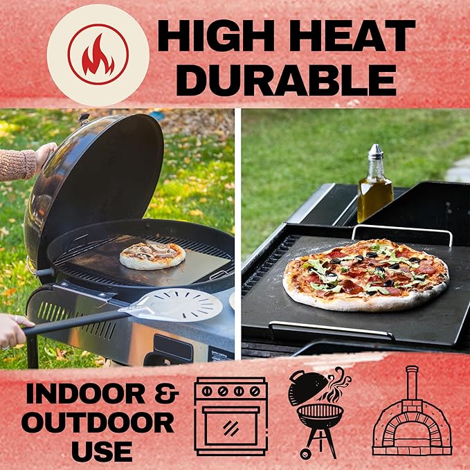 Reversible Ceramic Pizza Stone for Oven - Pizza Stones for Grill with Handles, Pizza Peel, Pizza Cutter, Dough Tool - Bread Baking Stone - 15 inch Ceramic Pizza Pan - Pizza Making Kit - Oven Stone