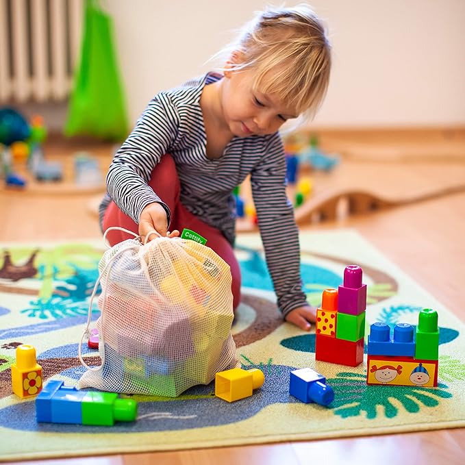 6 Reusable Produce Bags Grocery Washable | Organic Cotton Mesh Produce Bags | Double-Stitched & Tare Weigh | Mesh bags for vegetables | Cotton Produce Bags Reusable Washable | Produce bag (M size)