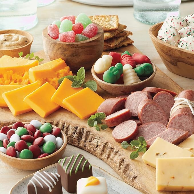 The Wisconsin Cheeseman 21-Piece Holiday Gift Basket – Summer Sausage, Meats & Cheeses, Cookies Variety Pack, Dessert for Adults, Charcuterie Boards