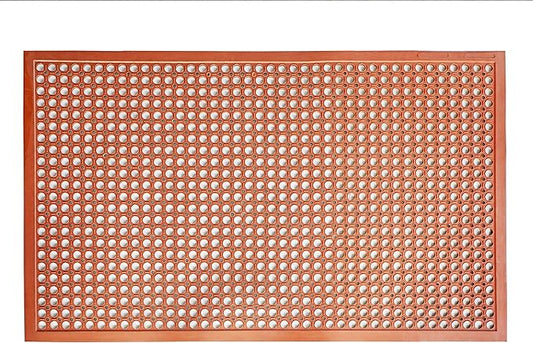 New Star Foodservice 54521 Commercial Grade Grease Resistant Anti-Fatigue Rubber Floor Mat, 36" x 60", Red