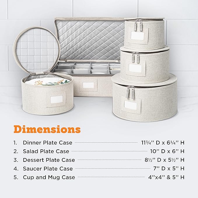 storageLAB China Storage Containers, Containers for Organizing, Hard Shell Case, Felt Plate Dividers, Moving Supplies, Storage Box, Wine, Dishes, Glasses Storage, Charger Plates Storage Containers