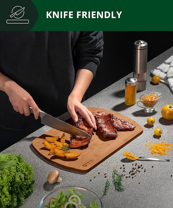 ROYAL CRAFT WOOD Charcuterie and Cheese Board Set of 2 - Large Bamboo Cheese Board - Serving Tray Platter - House Warming Gifts New Home