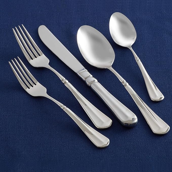 Mikasa French Countryside Flatware Set for 12, 65 Piece 18/10 Stainless Steel Silverware with Elegant Scroll Design and Serving Utensils, Durable Dinnerware Service
