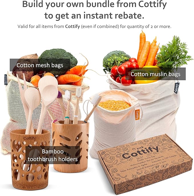 6 Reusable Produce Bags Grocery Washable | Organic Cotton Mesh Produce Bags | Double-Stitched & Tare Weigh | Mesh bags for vegetables | Cotton Produce Bags Reusable Washable | Produce bag (3 sizes)