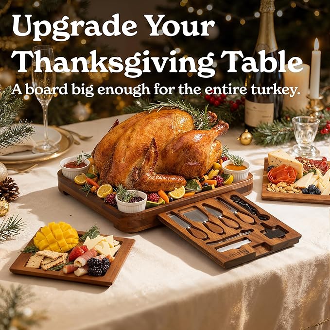 SMIRLY Charcuterie Boards Set, Large Cheese Board Set, Natural Walnut Wood Charcuterie Tray with Accessories - Housewarming Gifts New Home, Wedding & Bridal Shower Gifts for Women, Couples