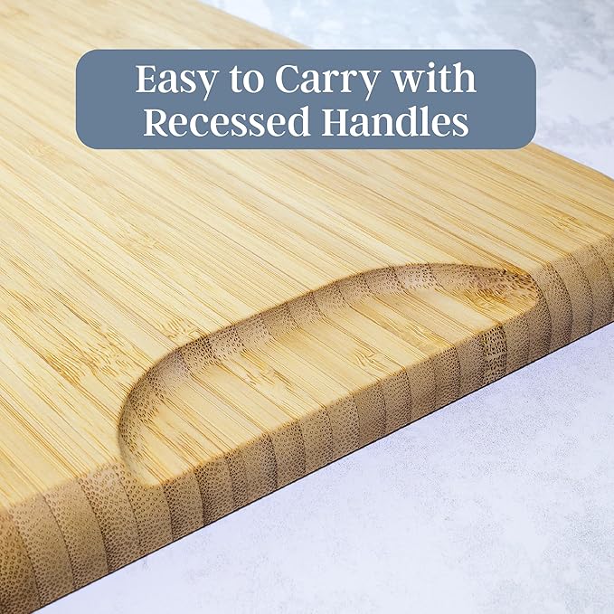 Totally Bamboo 3-Piece Cutting Board Set – Bamboo Wood Cutting Boards in Large, Medium, and Small Sizes with Juice Groove and Collection Well – Elegant Kitchen Chopping Boards with Curved Edges