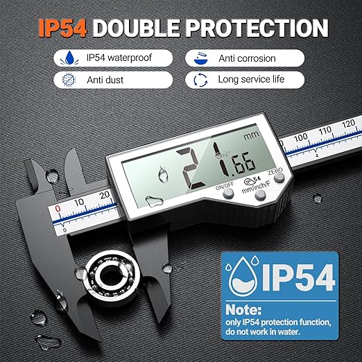 Preciva 6 Inch Digital Caliper, High Precision Measuring Tool with Large LCD Screen,Inch/Metric/Fraction Conversion, Auto-Off Feature, Vernier Caliper for DIY and Household