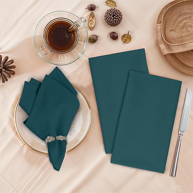Ruvanti Cloth Napkins Set of 12, 18x18 Inches, 100% Cotton, Washable, Soft & Absorbent, Perfect for Wedding, Christmas, ‎Thanksgiving Dinners - Deep Teal