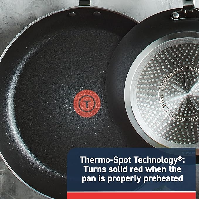 T-Fal Experience Nonstick Fry Pan 12.5 Inch, Induction, Oven Broiler Safe 400F, Non Stick Frying Pan, Skillet, Kitchen Egg Pan, Omelet Pan, Cookware, Pots and Pans, Home, Dishwasher Safe, Black