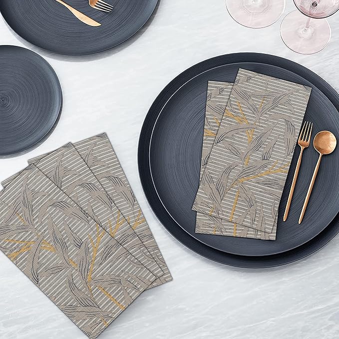 RUVANTI Cloth Napkins Set of 6 Cotton 100%, 18x18 Inches Napkins Cloth Washable, Soft, Absorbent. Cotton Napkins for Parties, Christmas, Thanksgiving, Weddings, Dinner Napkins Cloth - Leafy