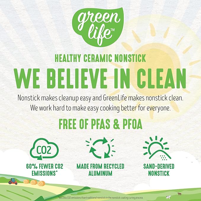 GreenLife Soft Grip 1QT and 2QT Saucepan Set, Healthy Ceramic Nonstick, Non Toxic PFAS & PFOA-Free, Dishwasher Safe, Glass Lids, Stay-Cool Handles, Easy Clean Cookware, Kitchen Essentials, Bright Blue