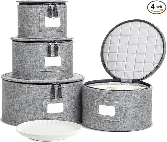 storageLAB China Storage Containers, Containers for Organizing, Hard Shell Case, Felt Plate Dividers, Moving Supplies, Storage Box, Wine, Dishes, Glasses Storage, Charger Plates Storage Containers