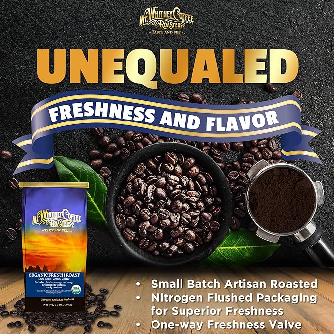 Mt. Whitney Organic French Roast, Dark Roast, Low Acid Coffee (Ground, 12 Oz)