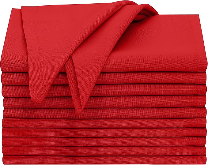 Ruvanti Cloth Napkins Set of 12, 18x18 Inches, 100% Cotton, Washable, Soft & Absorbent, Perfect for Wedding, Christmas, ‎Thanksgiving Dinners - Flame Scarlet