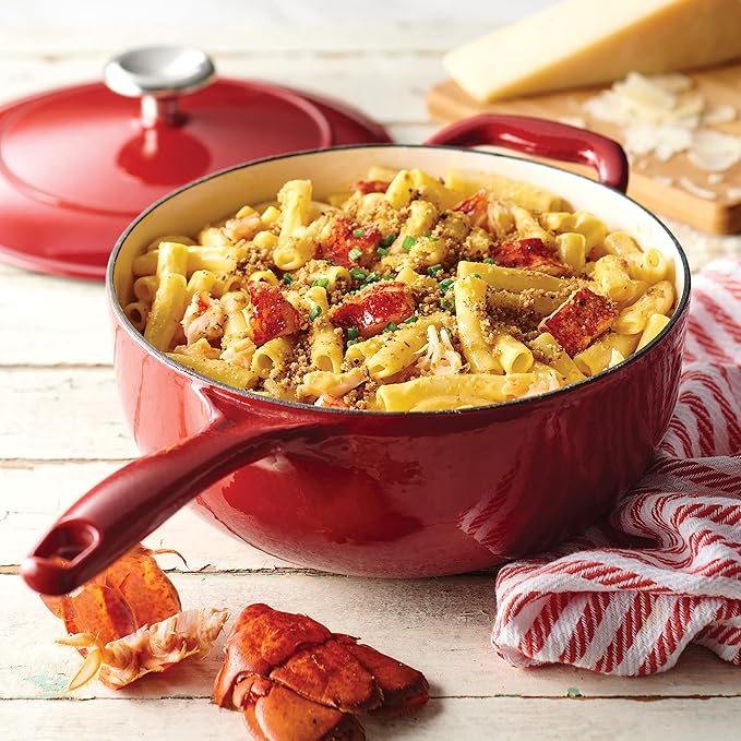 Tramontina Bestow Enameled Cast Iron Saucier Pan with Lid, 3-quart, Red