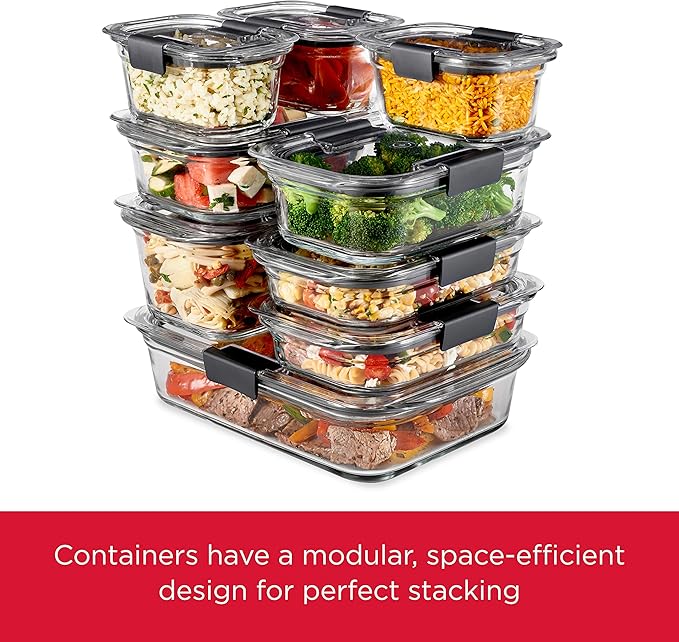 Rubbermaid Brilliance Glass Storage 4.7-Cup Food Containers with Lids Set of 3 Clear