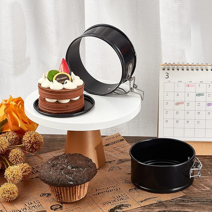 Sunnyray 25 Pcs 4 Inch Springform Pan for Baking Mini Cheesecake Pans with Removable Bottom Nonstick Leakproof Round Cake Mold Spring Form Molds for Mini Cheesecake Pizza and Quiches (Black)