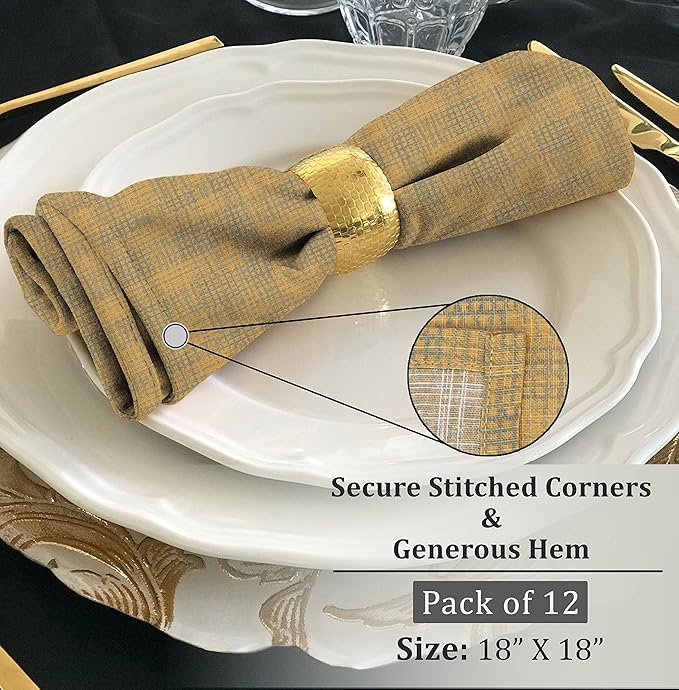 RUVANTI Cloth Napkins Set of 12 Cotton 100%, 18x18 Inches Napkins Cloth Washable, Soft, Absorbent. Cotton Napkins for Parties, Christmas, Thanksgiving, Weddings, Dinner Napkins Cloth - Wet Net